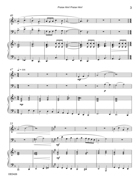 PRAISE HIM! PRAISE HIM! - OBOE & EUPHONIUM (Trombone) with Piano Accompaniment image number null