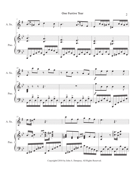One Furtive Tear (Una Furtiva Lagrima): Alto Sax and Piano image number null