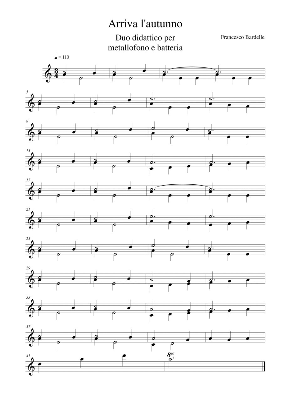 ARRIVA L'AUTUNNO ARRIVA L'AUTUNNO Percussion scores gallery preview page 1