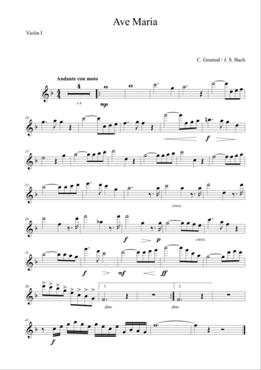 Ave Maria in F Violin scores gallery preview page 6