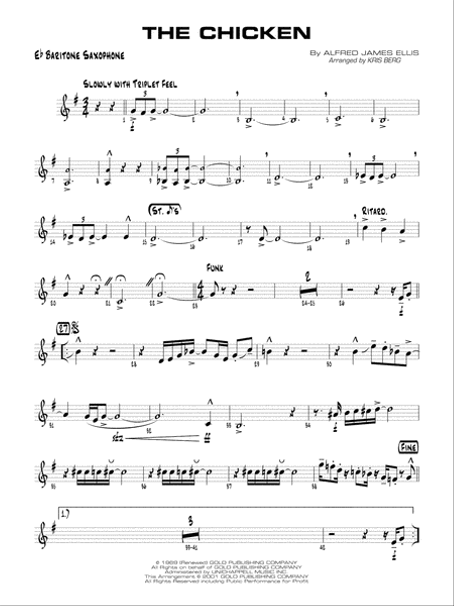 The Chicken: E-flat Baritone Saxophone Jazz Ensemble scores gallery preview page 1