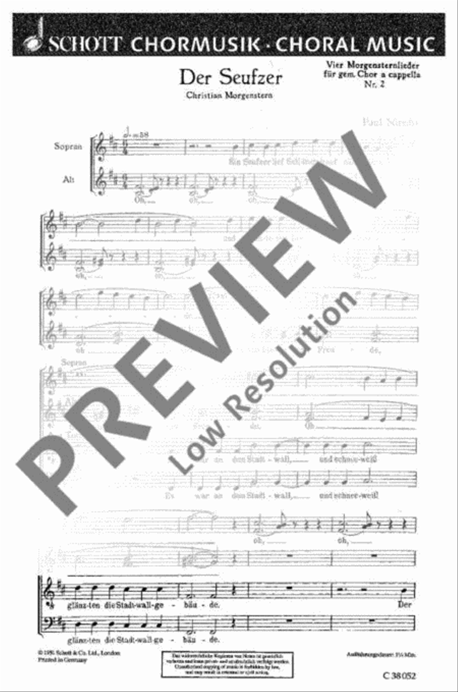 Vier Morgensternlieder Vier Morgensternlieder 4-Part scores gallery preview page 2