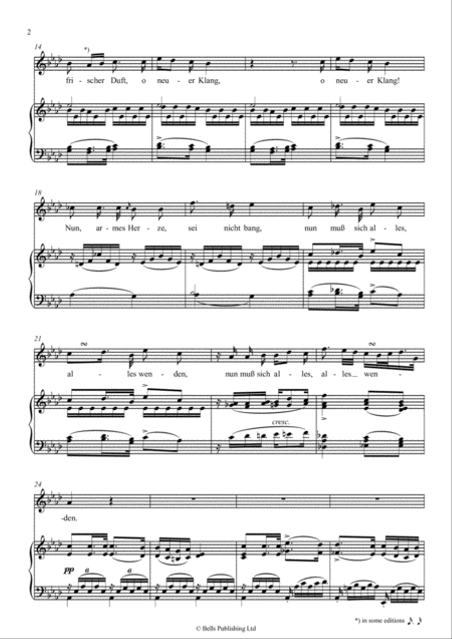 Fruhlingsglaube, Op. 20 No. 2 (D. 686) (Original key. A-flat Major) Voice Solo scores gallery preview page 2