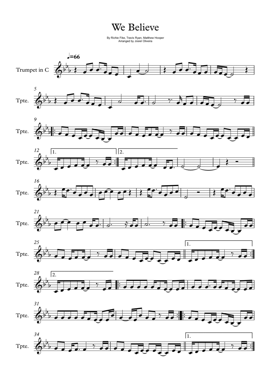 We Believe C Trumpet scores gallery preview page 1