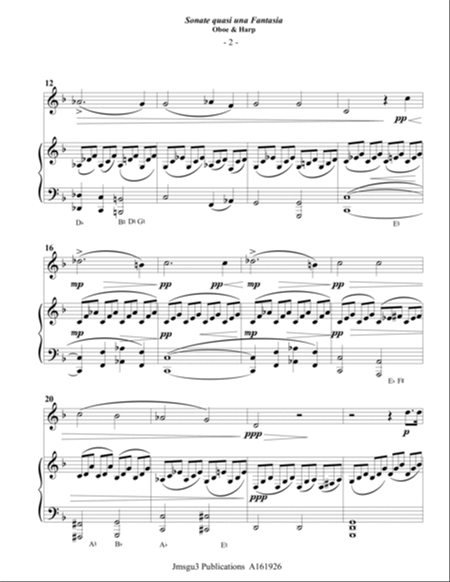 Beethoven: Adagio from the Moonlight Sonata for Oboe & Harp Harp scores gallery preview page 2