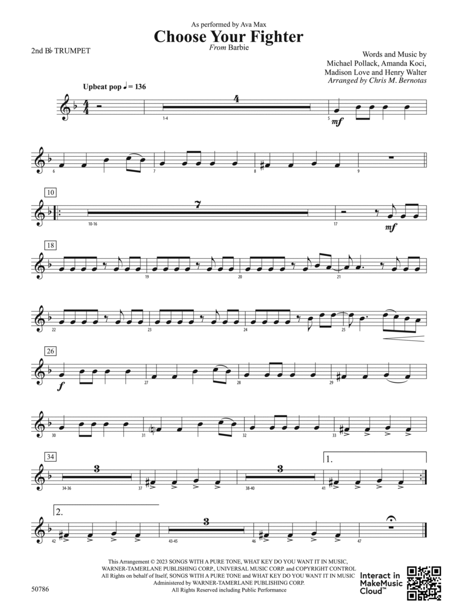 Choose Your Fighter: 2nd B-flat Trumpet Concert Band scores gallery preview page 1