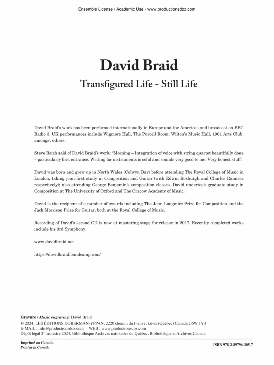 Transfigured Life - Still Life Violin Solo scores gallery preview page 1