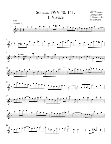 9 sonatas, TWV 40: 141-149 (arrangements for 2 Alto recorders)