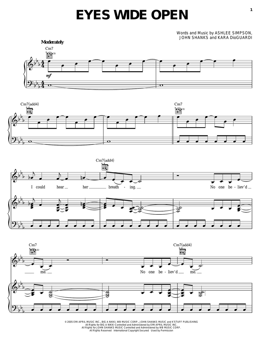 Eyes Wide Open Piano, Vocal, Guitar scores gallery preview page 1