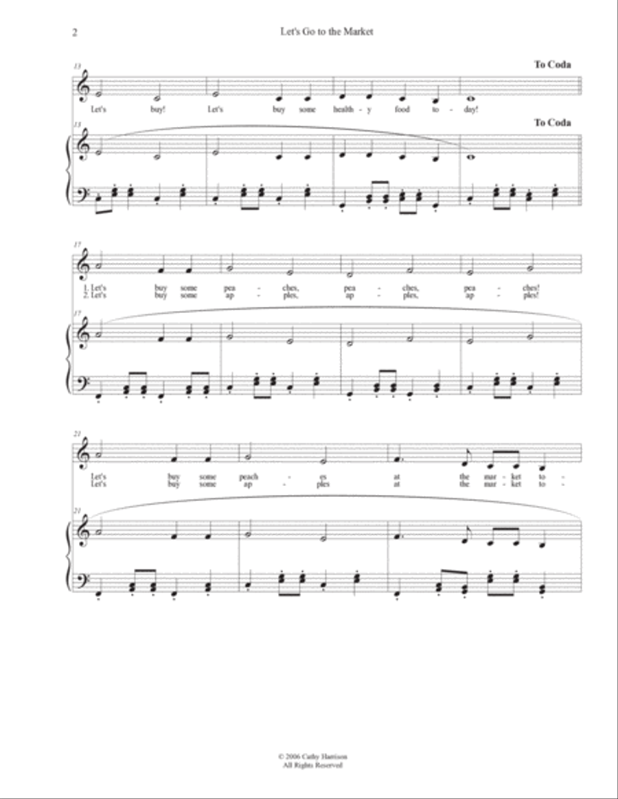 Let/s Go to the Market Piano, Vocal, Guitar scores gallery preview page 2
