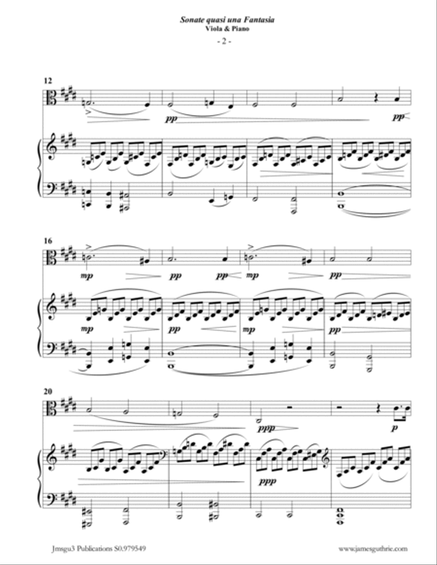 Beethoven: Adagio from the Moonlight Sonata for Viola & Piano Piano scores gallery preview page 2