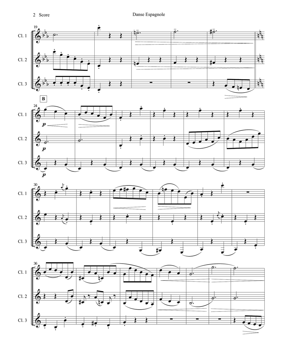 Danse Espagnole for Clarinet Trio Danse Espagnole for Clarinet Trio Clarinet Trio scores gallery preview page 3
