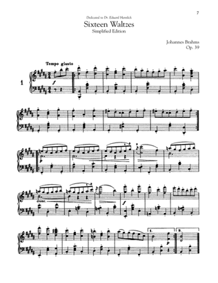 Book cover for 16 Waltzes, Op. 39 (Simplified Edition)