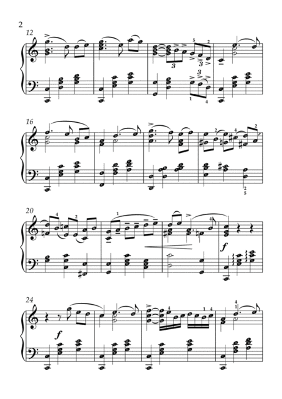 Tchaikovsky - Theme from Piano Concerto No.1(With Note name) Easy Piano scores gallery preview page 2