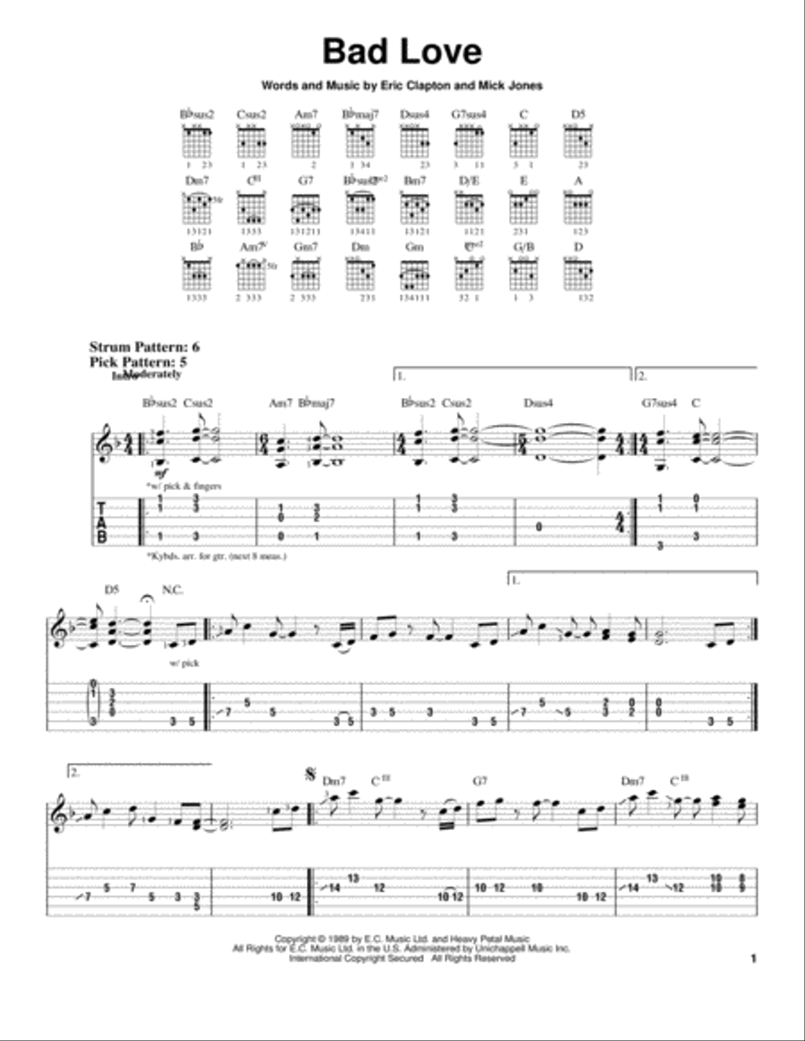 Bad Love Bad Love Acoustic Guitar scores gallery preview page 1