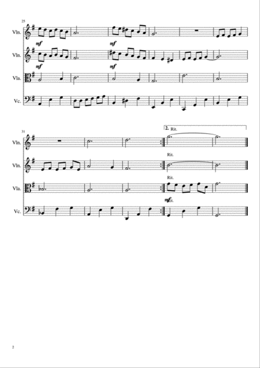 Mia & Sebastian's Theme String Quartet scores gallery preview page 2