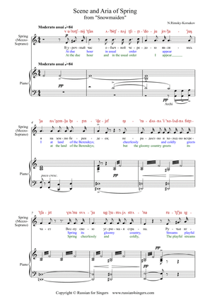 "Snowmaiden": Recit and Aria of Spring. DICTION SCORE with IPA & translation