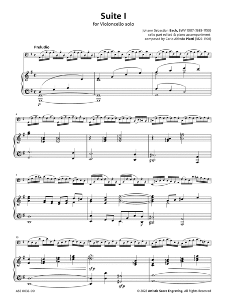 Suite I for cello solo - piano accompaniment by C. A. Piatti image number null