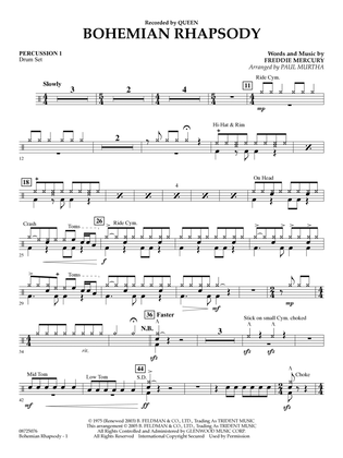 Book cover for Bohemian Rhapsody (arr. Paul Murtha) - Percussion 1