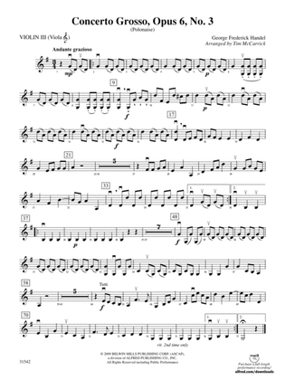 Concerto Grosso, Opus 6, No. 3 (Polonaise): 3rd Violin (Viola [TC])