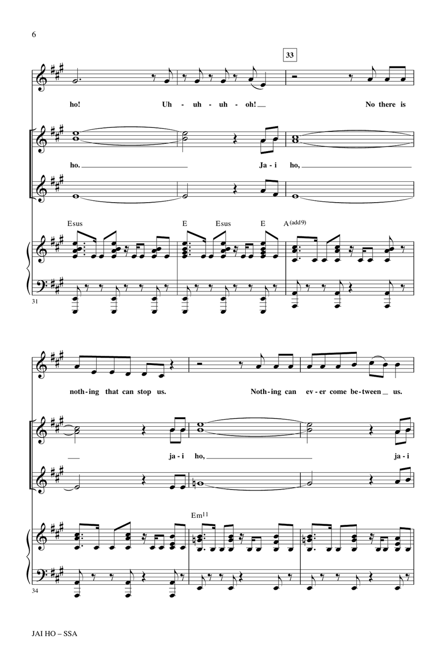 Jai Ho (from The Motion Picture Slumdog Millionaire) SSA scores gallery preview page 5