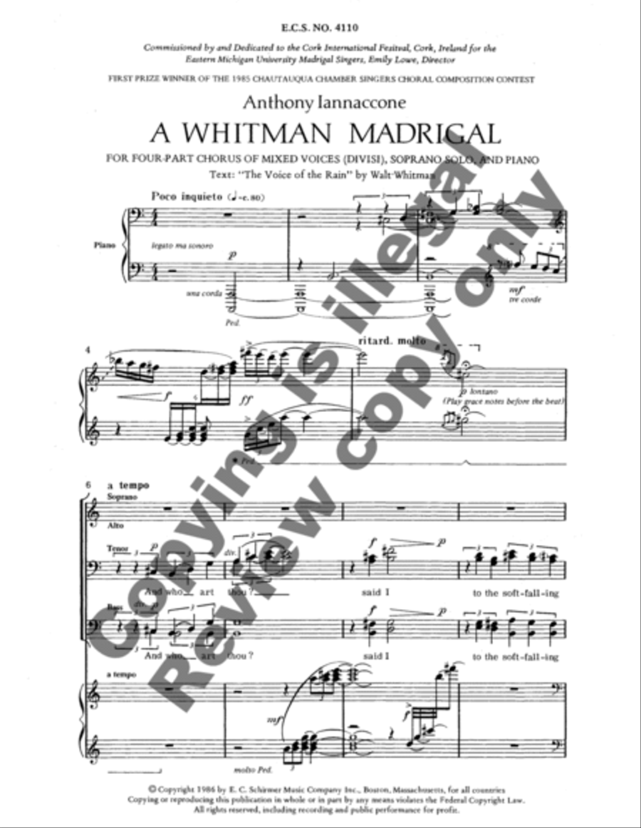 A Whitman Madrigal