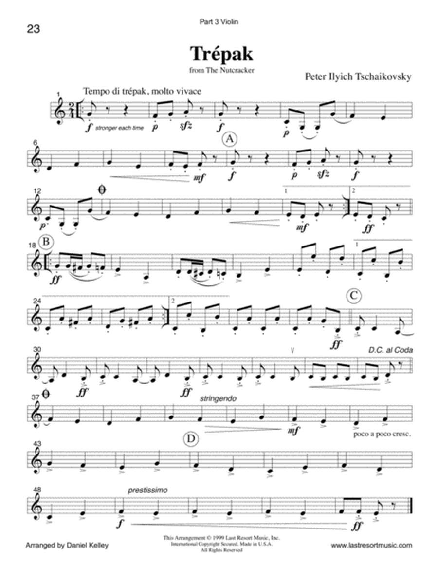 Trepak from the Nutcracker for String Quartet (or Mixed Quartet or Piano Quintet)
