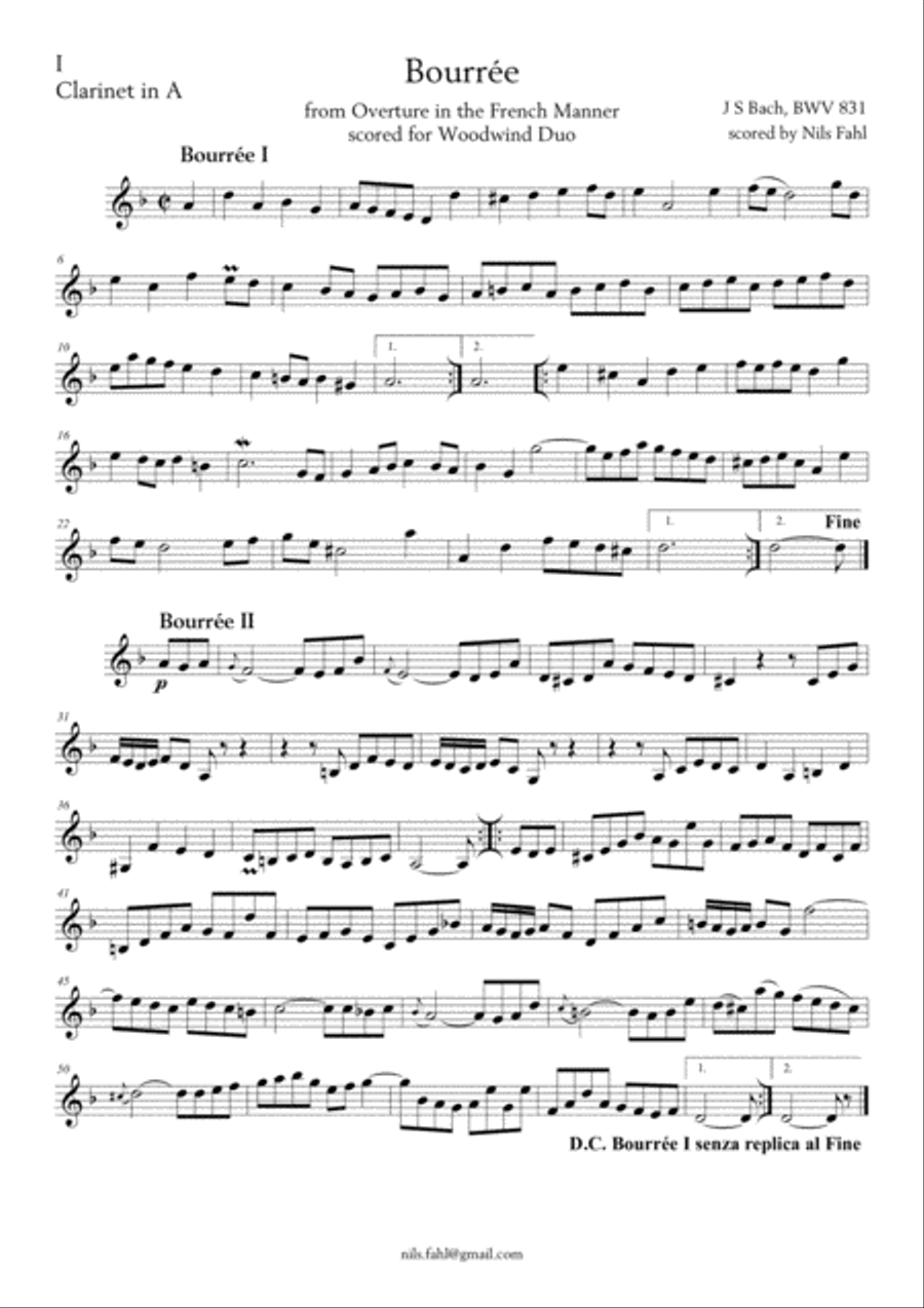 J S Bach Bourrée BWV 831 Woodwind Duo Woodwind Ensemble scores gallery preview page 5