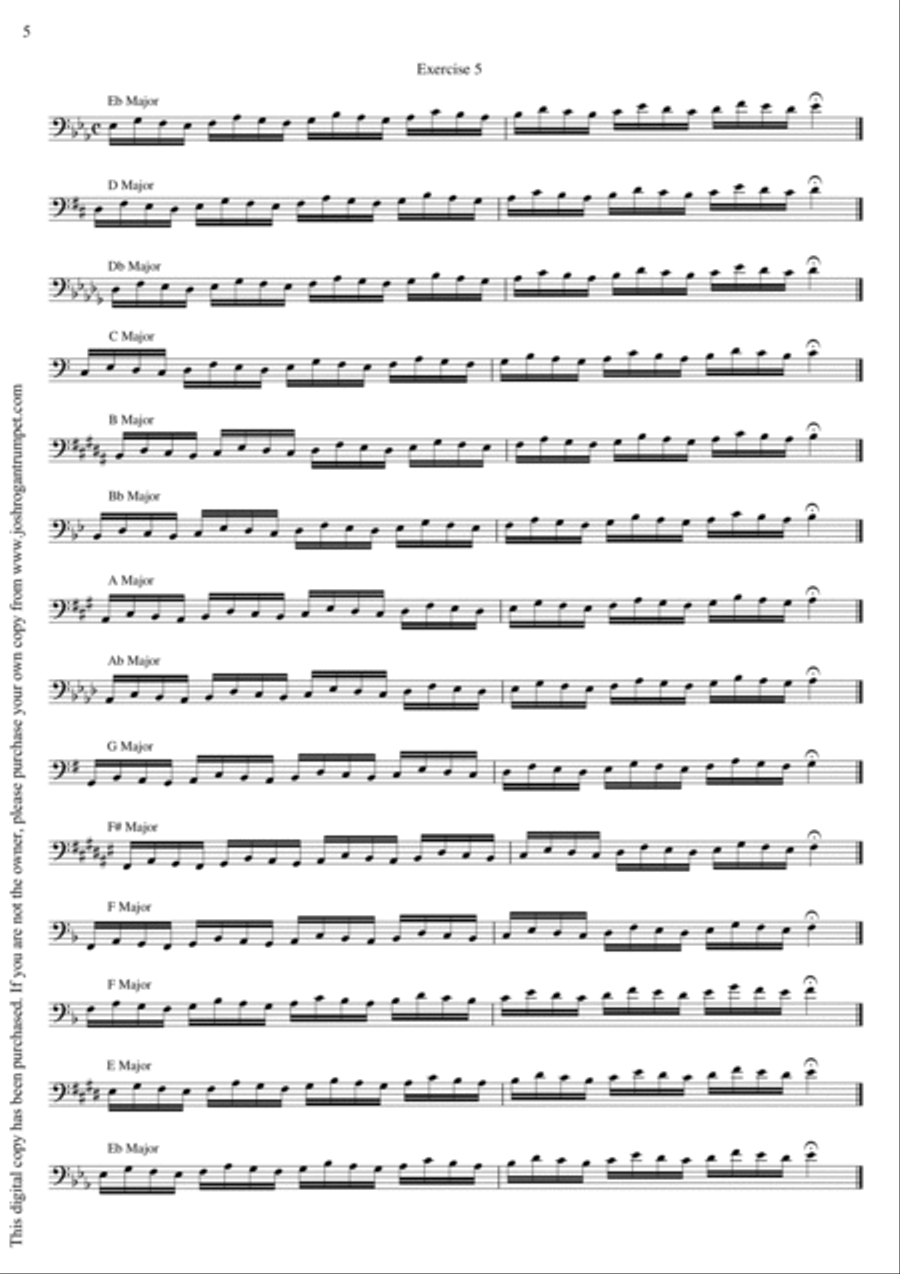 Scales in All Keys- For Trombone (Bass Clef) Small Ensemble scores gallery preview page 6