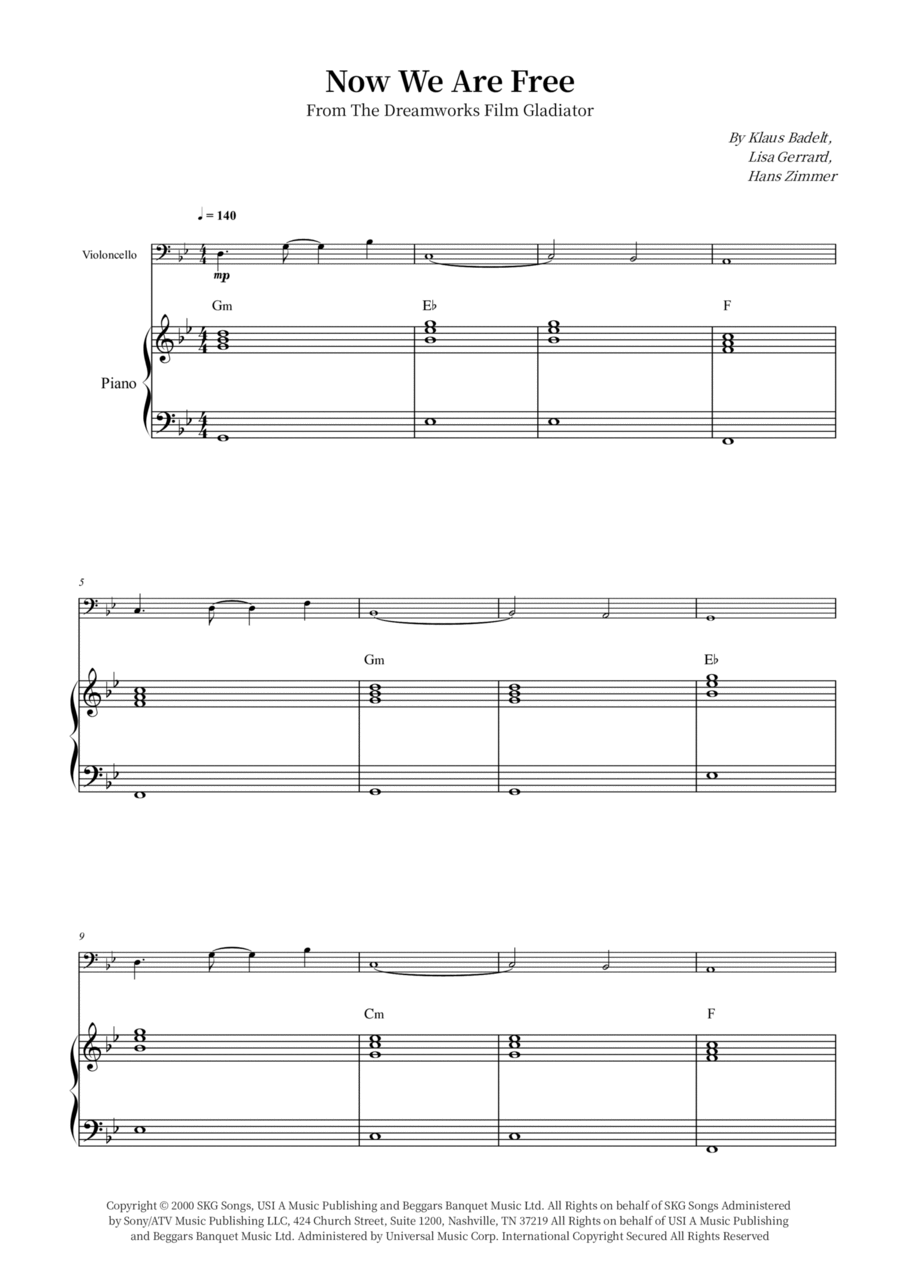 Now We Are Free Now We Are Free Piano scores gallery preview page 1