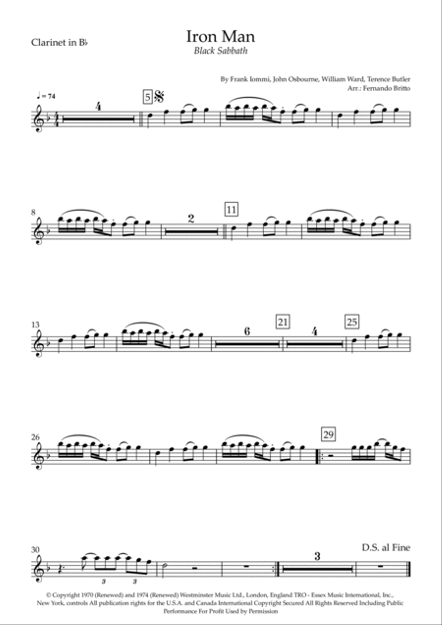Iron Man Clarinet Solo scores gallery preview page 3