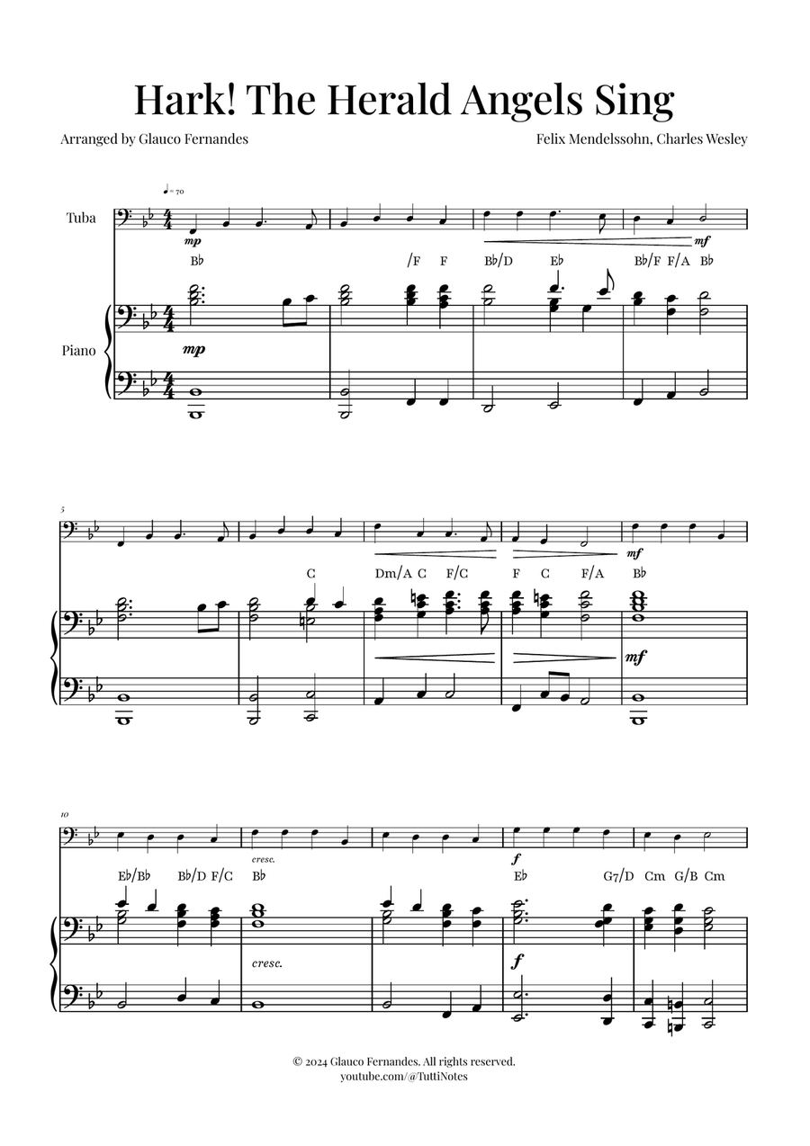 Hark! The Herald Angels Sing | BEAUTIFUL Christmas Carol Piano scores gallery preview page 1