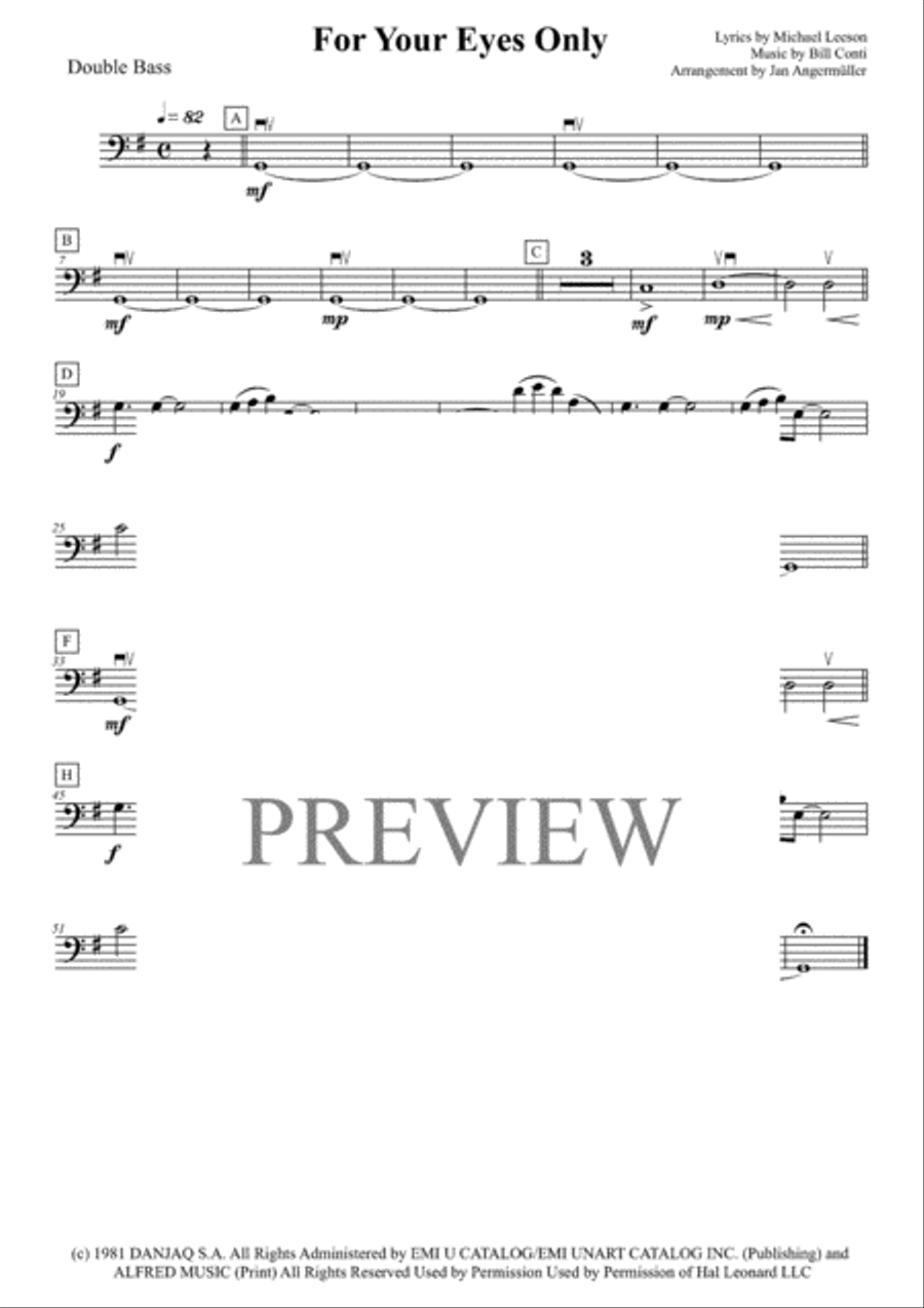 For Your Eyes Only Double Bass scores gallery preview page 1