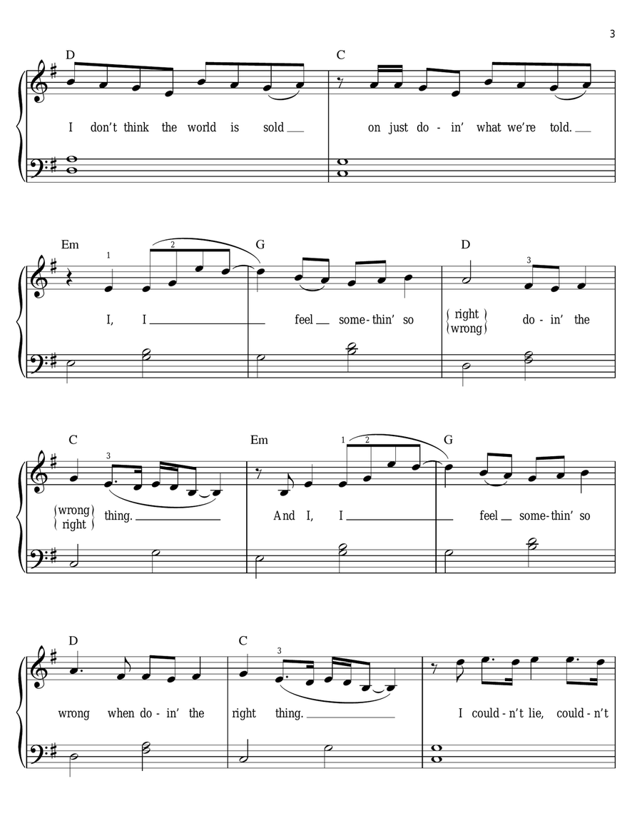 Counting Stars Easy Piano scores gallery preview page 3