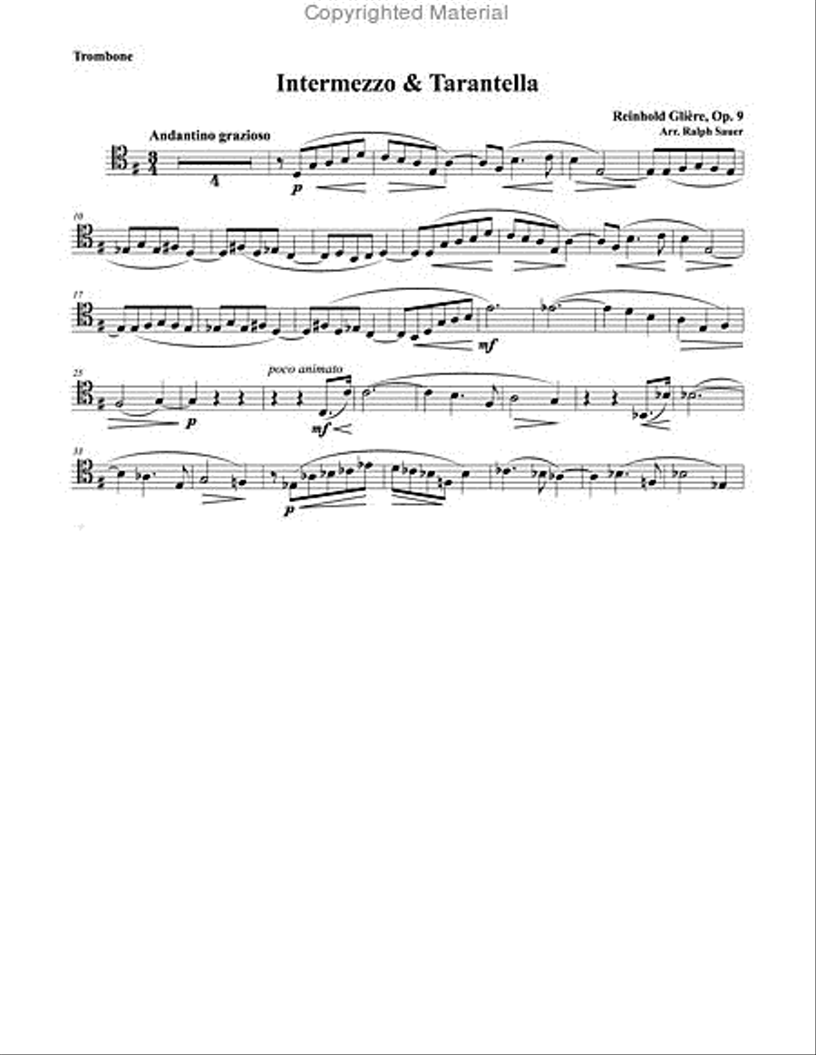 Intermezzo and Tarantella for Trombone & Piano Piano Accompaniment scores gallery preview page 2