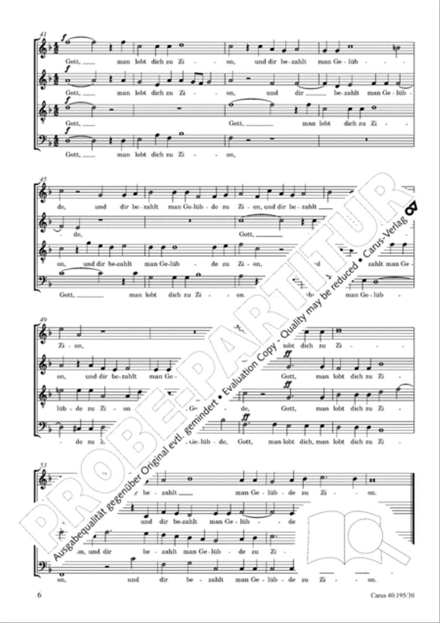 Gott, man lobt dich zu Zion 4-Part scores gallery preview page 6