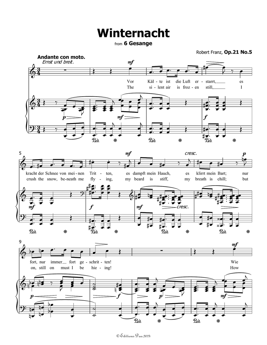 Winternacht, by Robert Franz, in a minor Voice scores gallery preview page 3