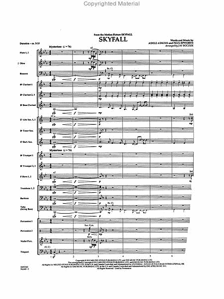 Skyfall by Adele Concert Band - Sheet Music