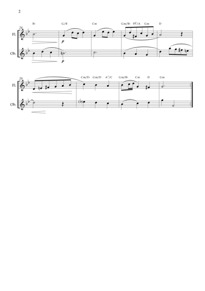 Minuet in G minor BWV anh 115 (Bach) Flute and Oboe Chords image number null
