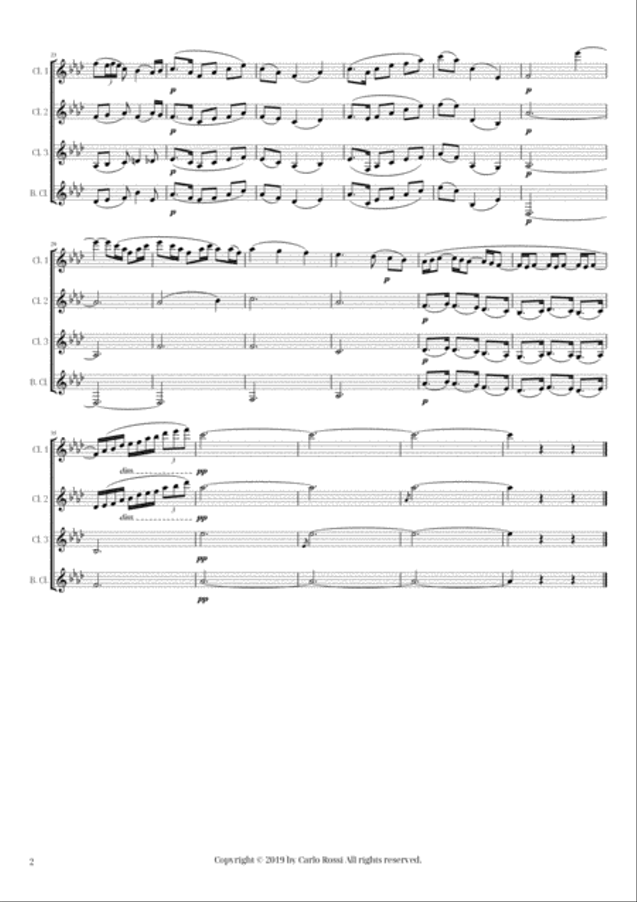 La Fille Aux Cheveux De Lin for Clarinet Quartet Clarinet Quartet scores gallery preview page 2