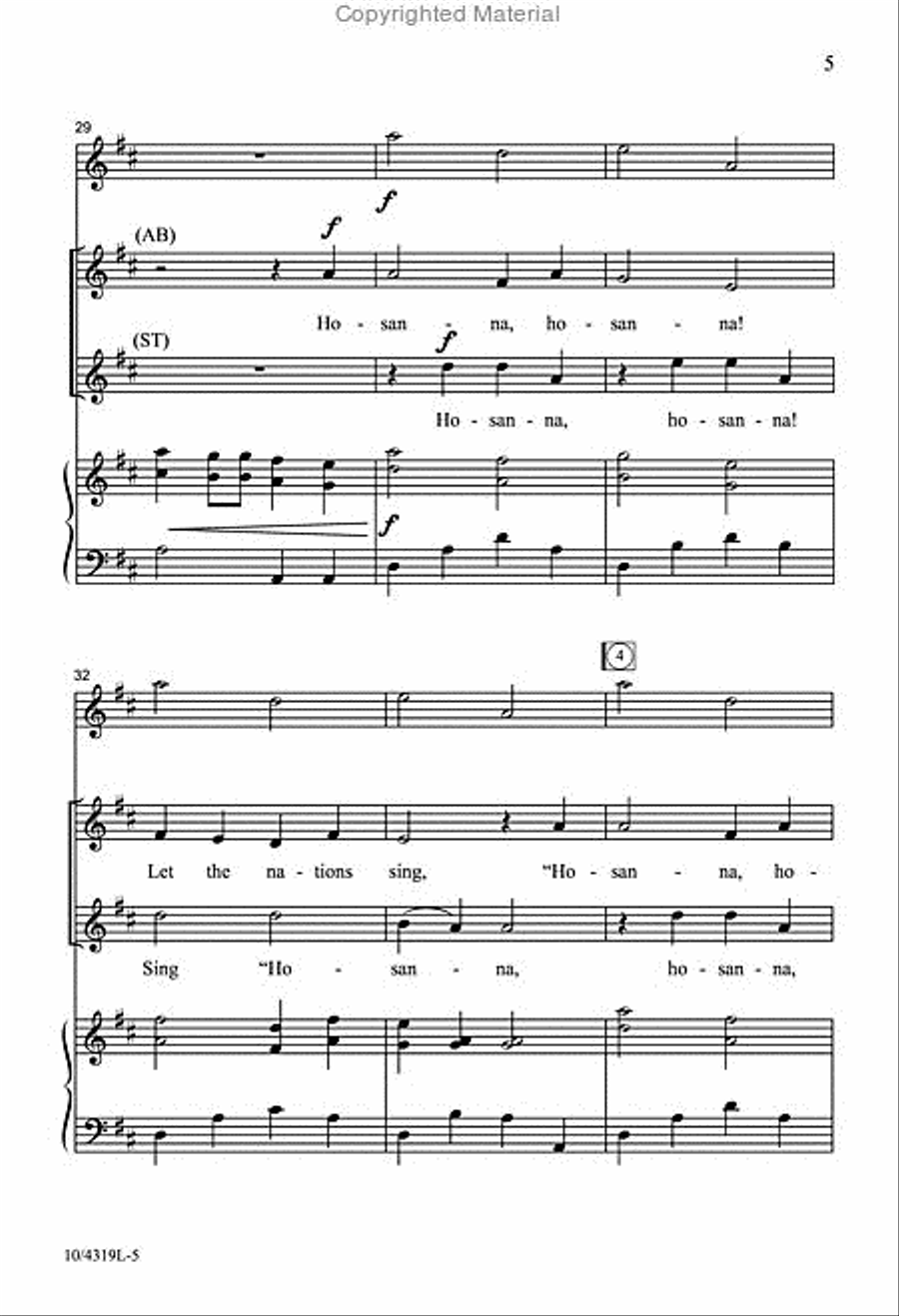 Hosanna! Hosanna! Unison Choir scores gallery preview page 5