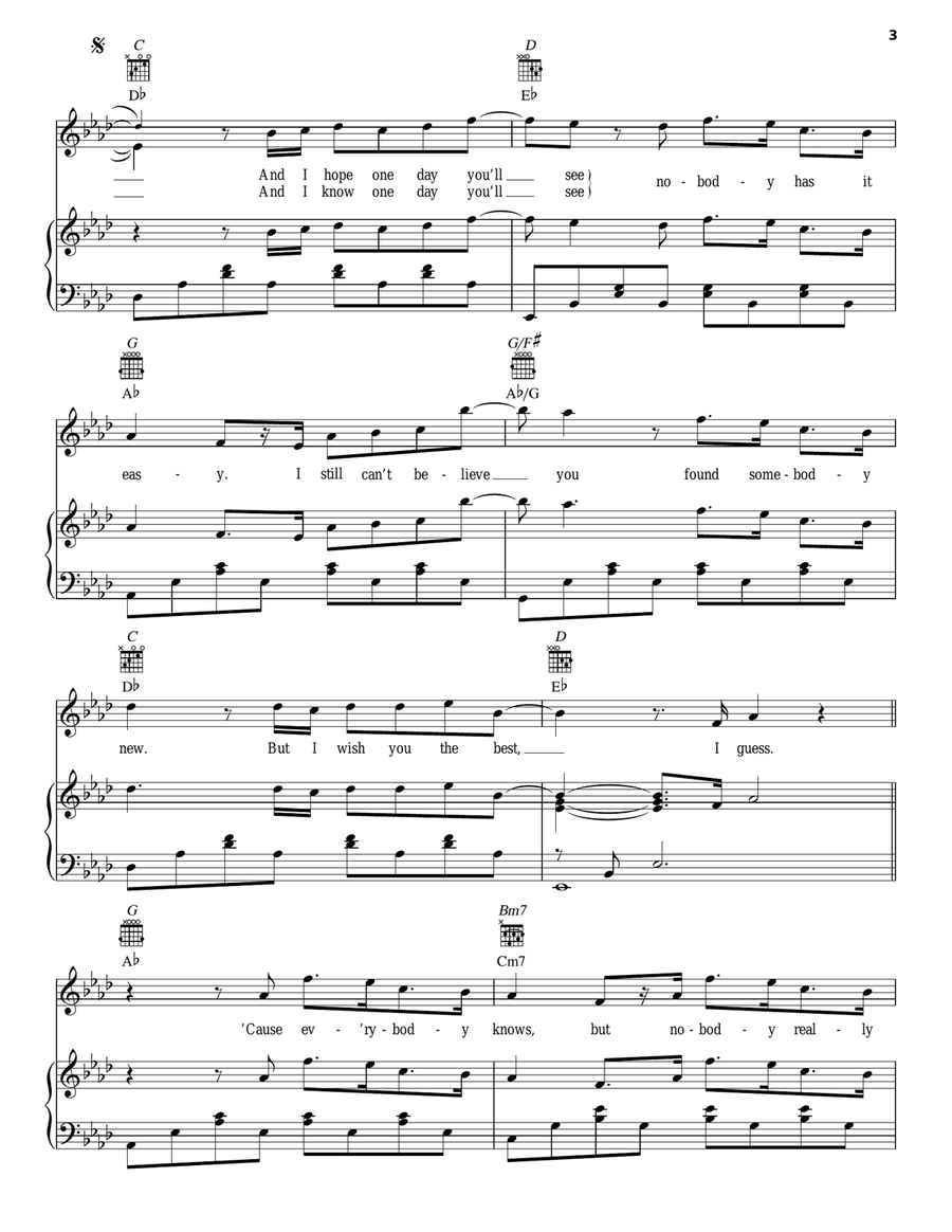 Everybody Knows Piano, Vocal, Guitar scores gallery preview page 3