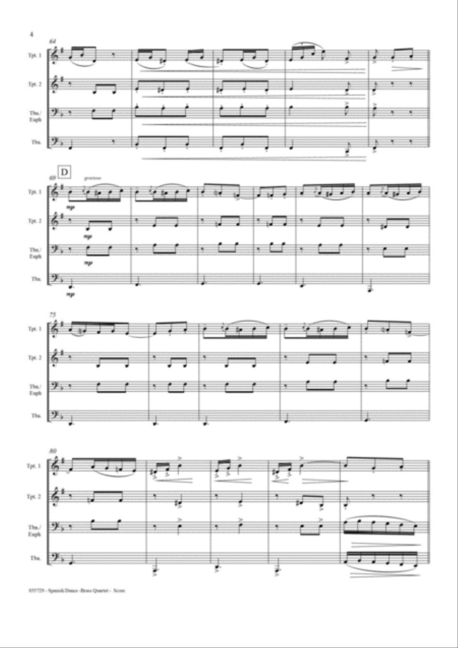 SPANISH DANCE OP 12, NO1 – BRASS QUARTET School and Community scores gallery preview page 5