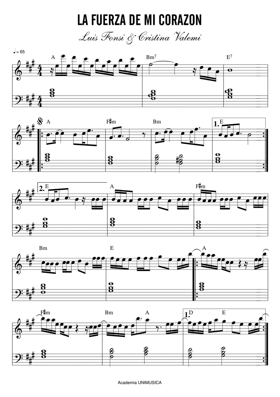 La Fuerza De Mi Corazon La Fuerza De Mi Corazon Piano, Vocal scores gallery preview page 1