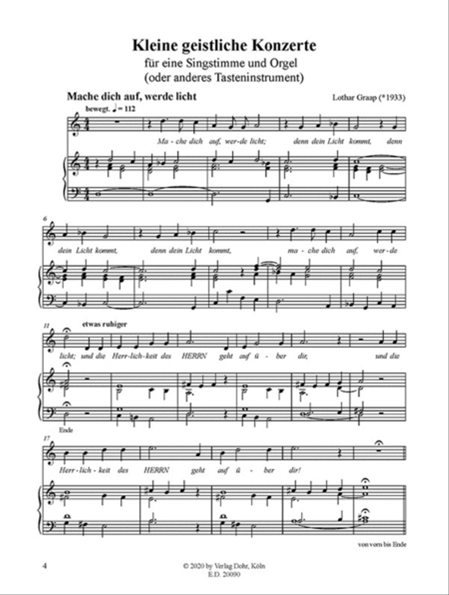 Kleine geistliche Konzerte für Singstimme und Orgel (Tasteninstrument) Performance Score scores gallery preview page 2