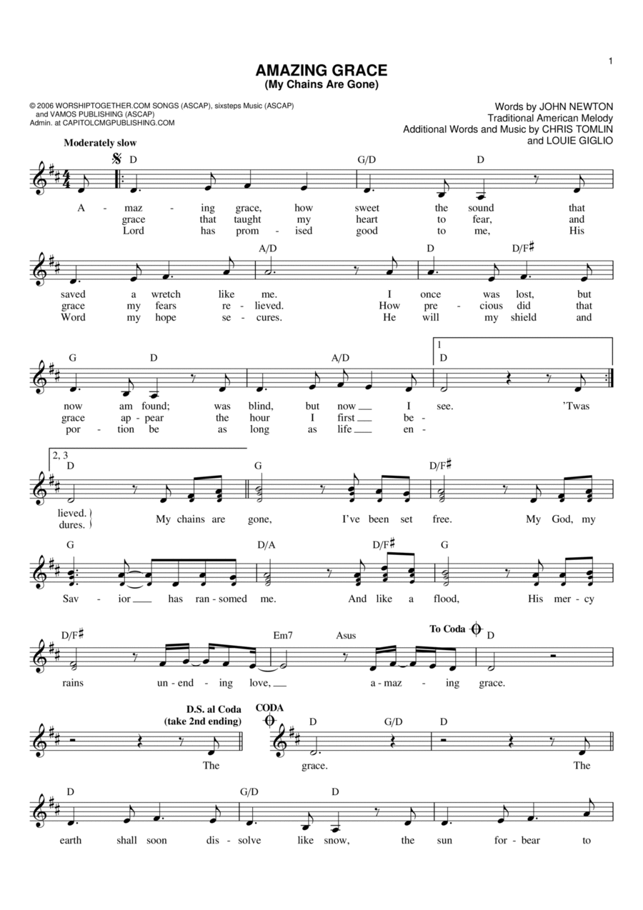 Amazing Grace (My Chains Are Gone) Flute scores gallery preview page 1