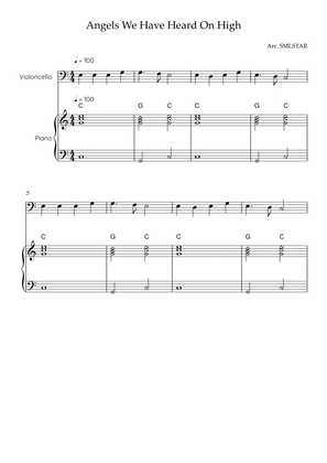 Angels We Have Heard On High CELLO and PIANO Sheet Music