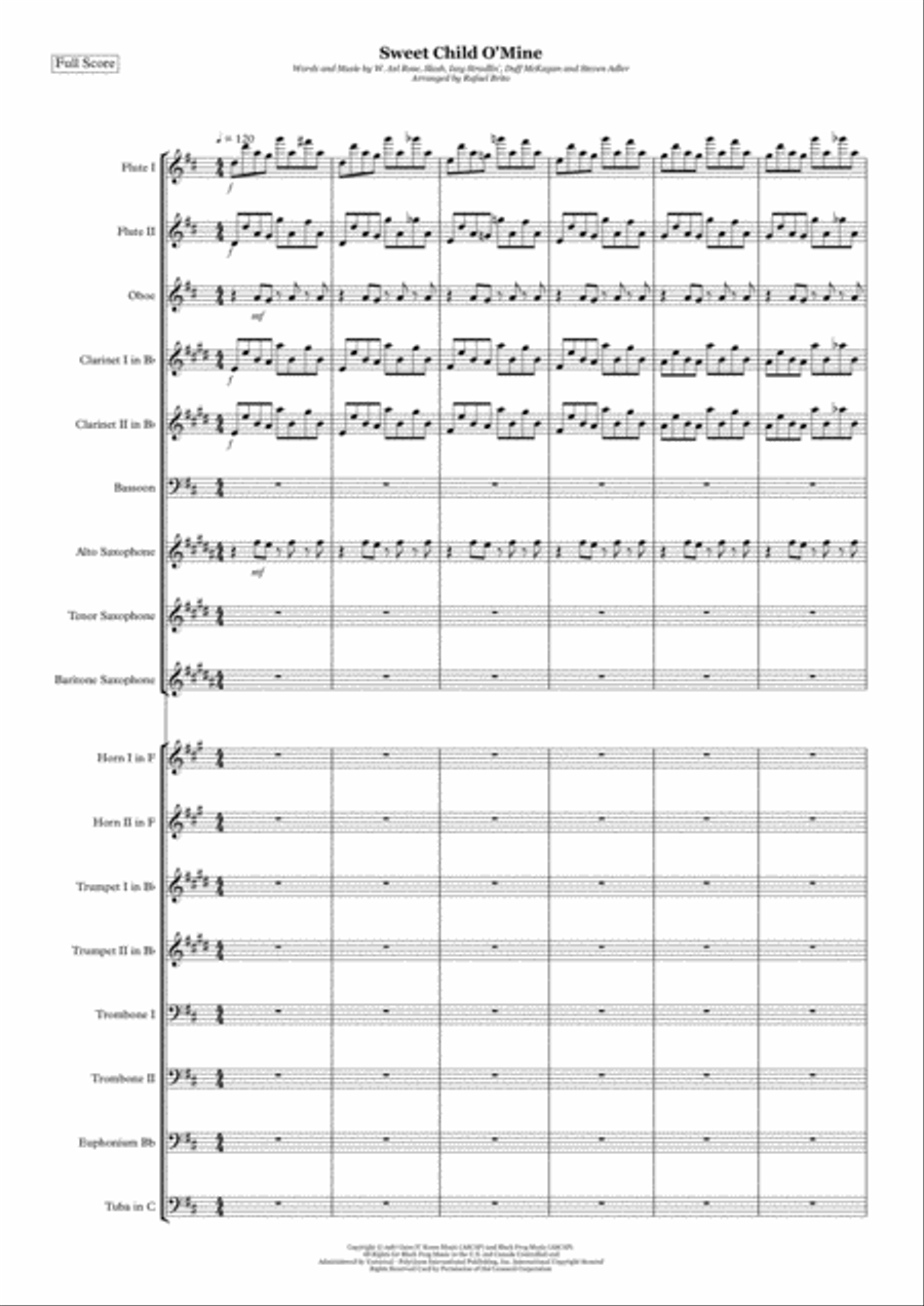 Sweet Child O' Mine Large Ensemble scores gallery preview page 1
