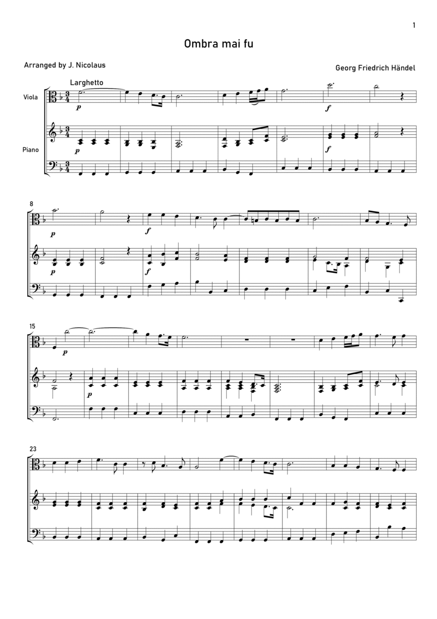 Ombra mai fu Viola scores gallery preview page 1