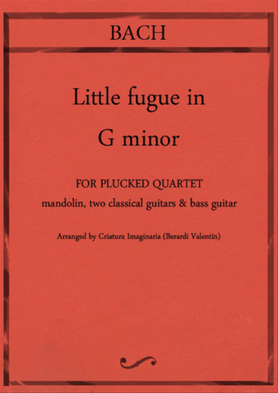 Little Fugue in G minor For plucked quartet - mandolin, 2 guitars & bass guitar Bass Guitar scores gallery preview page 1